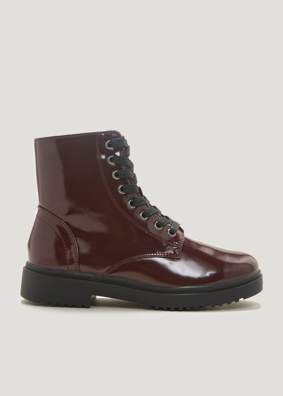 Burgundy Gum Sole Lace Up Boots