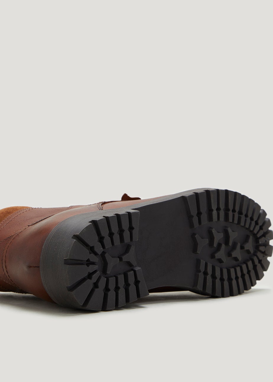 Brown Leather Faux Fur Lined Boots