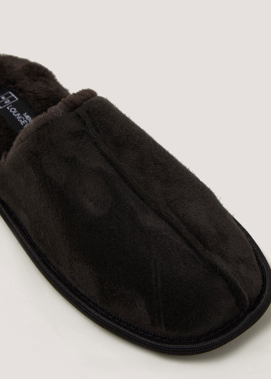 Black Faux Fur Mule Slippers