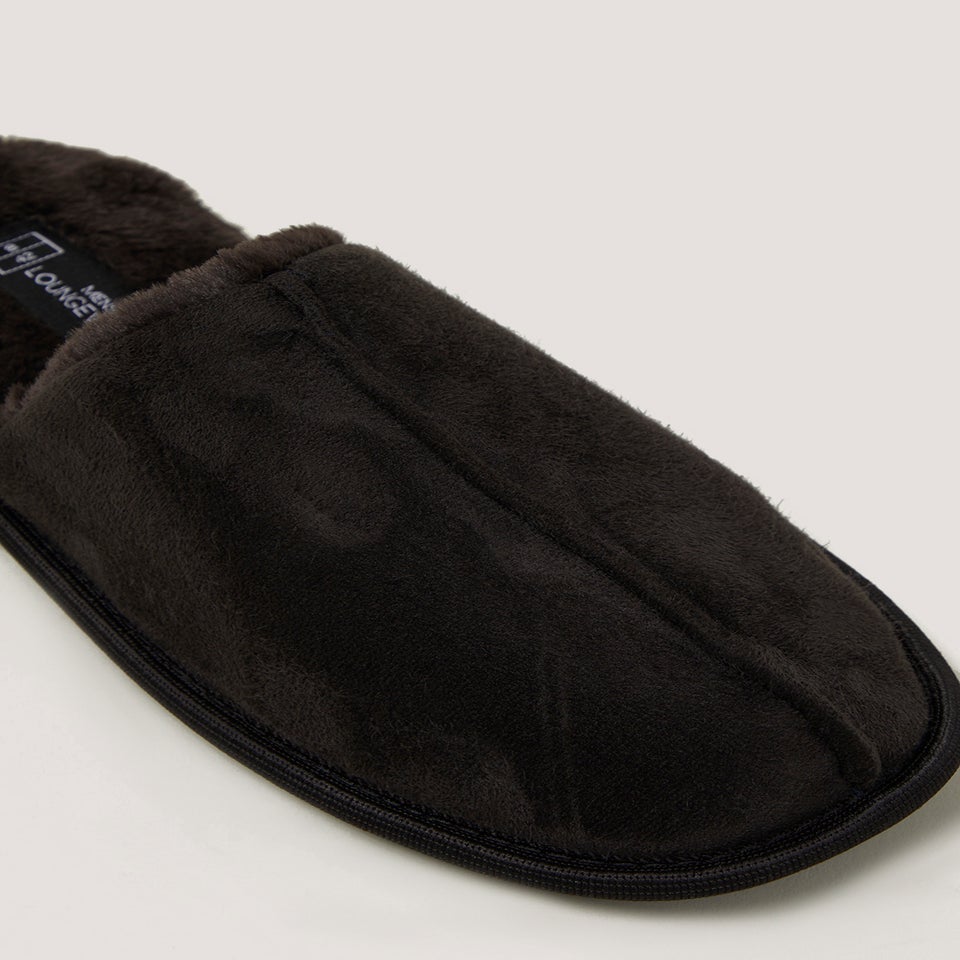 Black Faux Fur Mule Slippers
