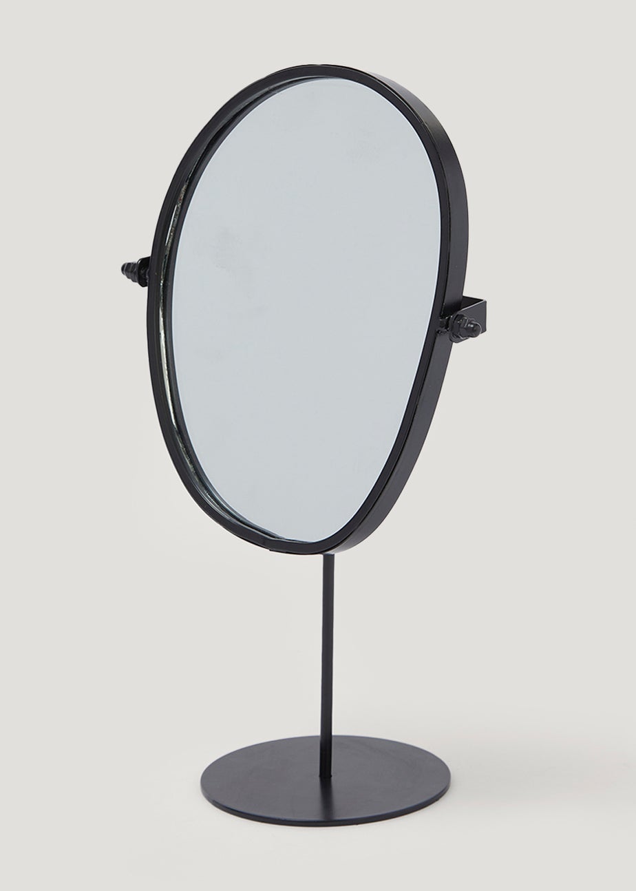 Black Pebble Pedestal Mirror (29cm x 17cm)