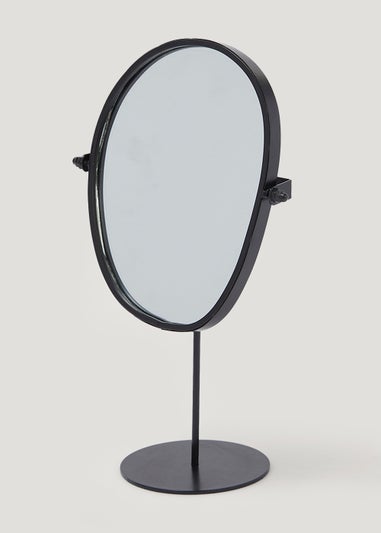 Black Pebble Pedestal Mirror (29cm x 17cm)