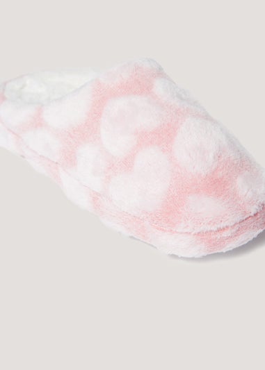 Girls Pink Heart Mule Slippers (Younger 10-Older 5)
