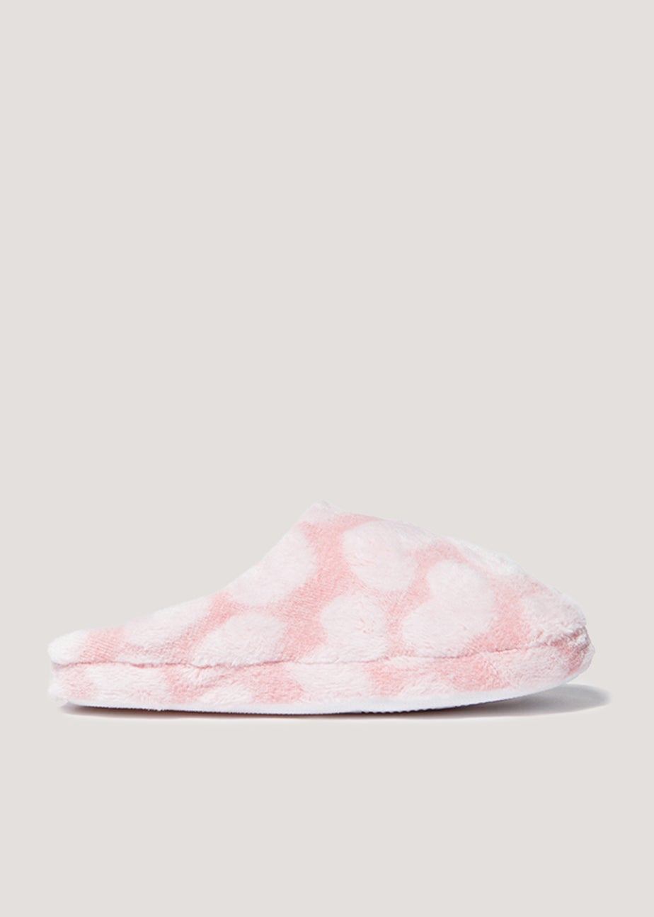Girls Pink Heart Mule Slippers (Younger 10-Older 5)