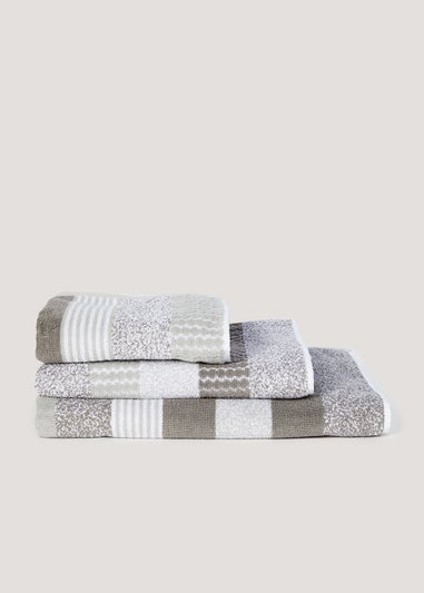 Grey Stripe 100% Cotton Towels