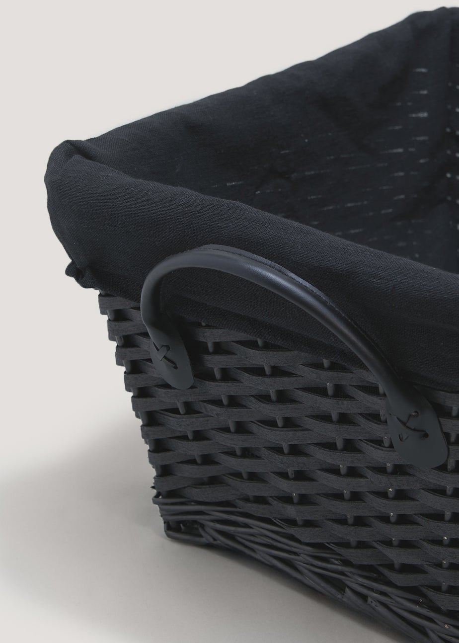 Large Black Woven Storage Basket (43cm x 33cm x 23cm)