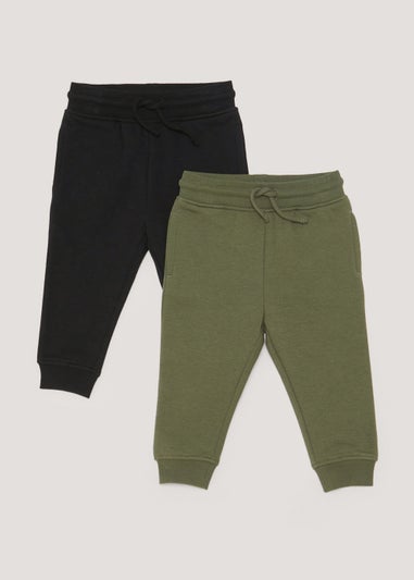 Boys 2 Pack Khaki & Black Joggers (9mths-6yrs)