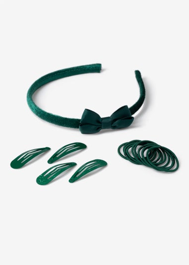 Girls Green School Uniform Hair Bumper Pack