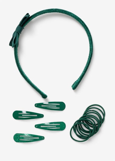Girls Green School Uniform Hair Bumper Pack