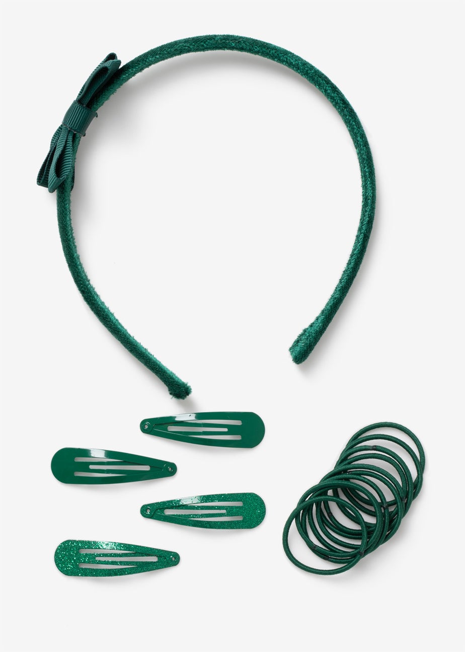 Girls Green School Uniform Hair Bumper Pack