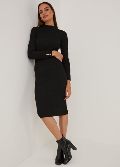 Et Vous Black Button Midi Dress