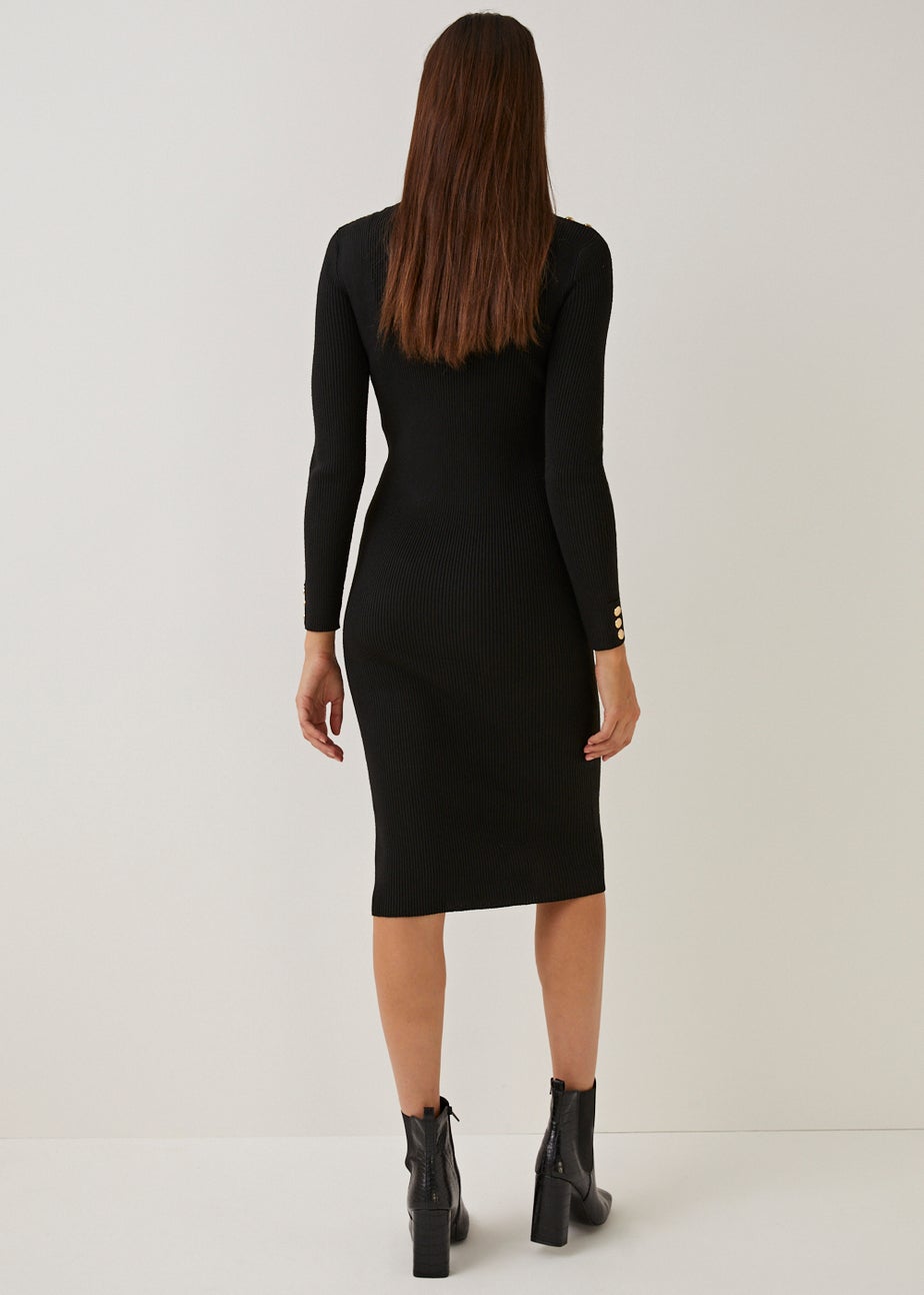 Et Vous Black Button Midi Dress
