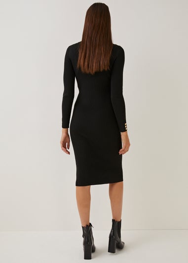 Et Vous Black Button Midi Dress