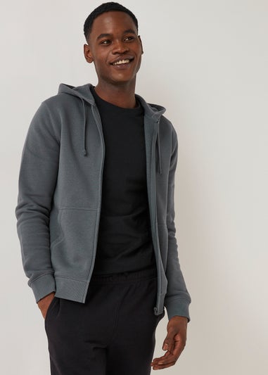 Grey Essential Zip Up Hoodie