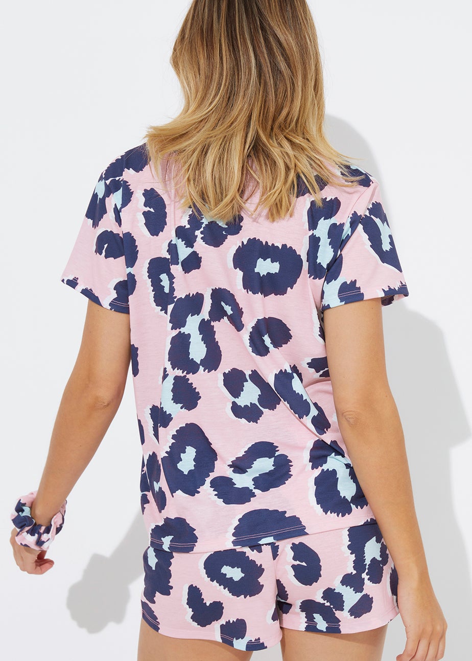 Leopard Print Short Pyjama & Scrunchie Set