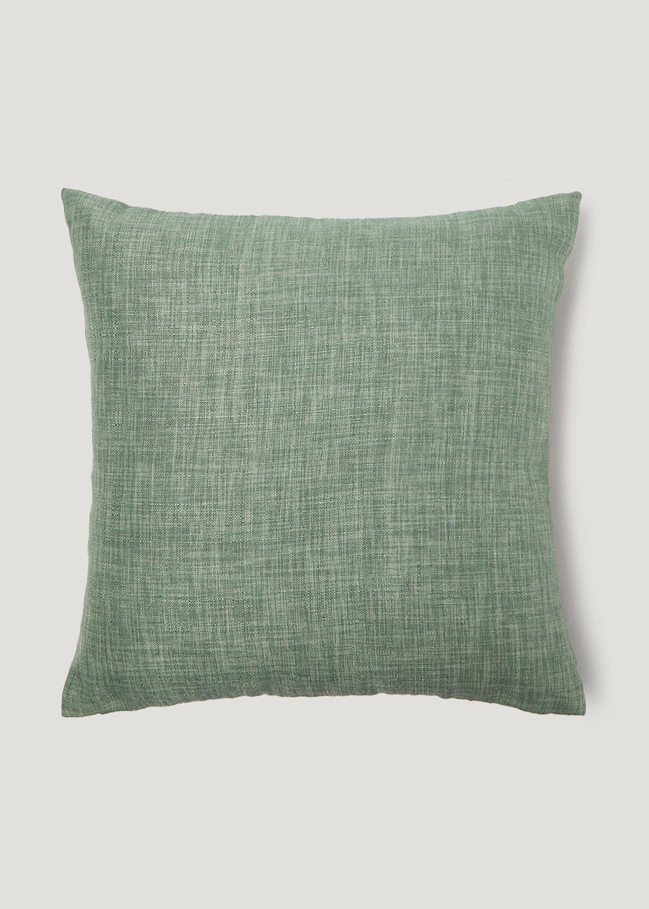 Green Linen-Look Cushion (43cm x 43cm)