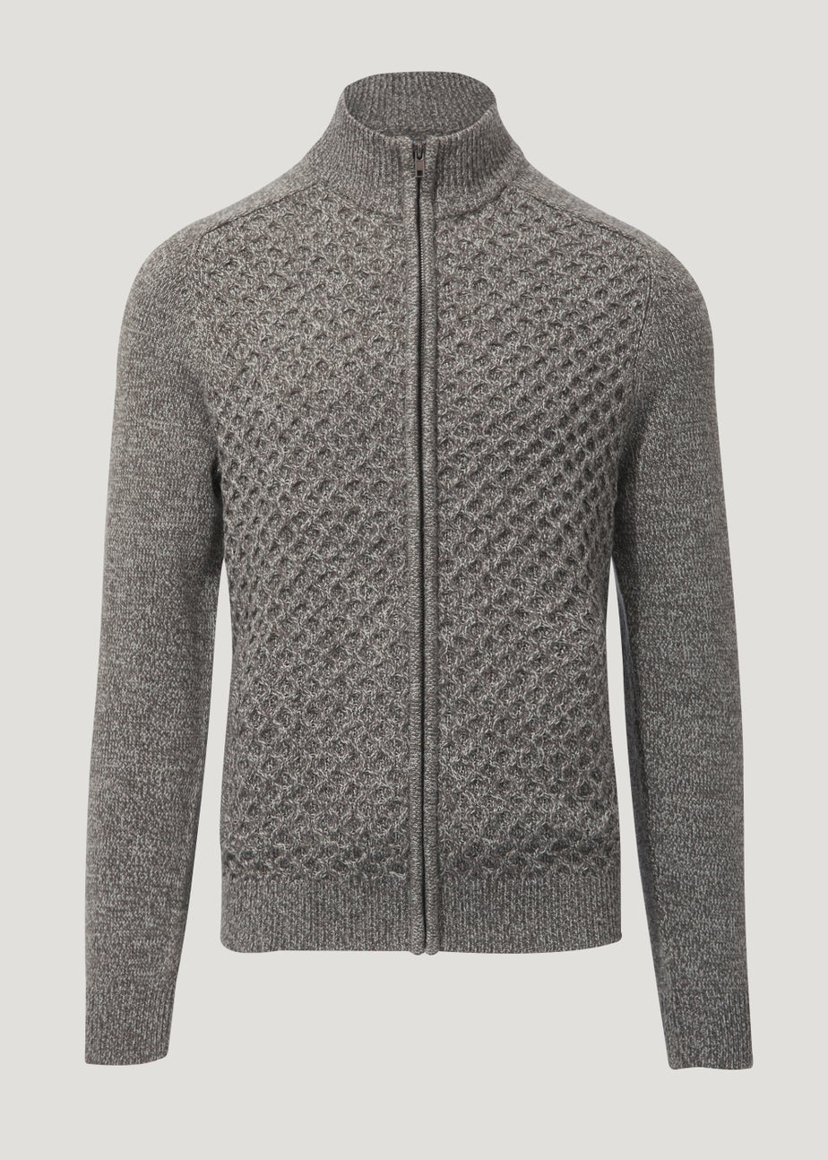 Charcoal Midweight Zip Up Cardigan