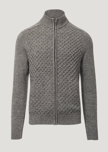 Charcoal Midweight Zip Up Cardigan