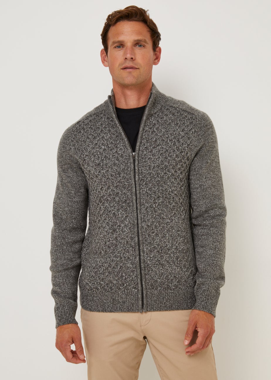 Charcoal Midweight Zip Up Cardigan