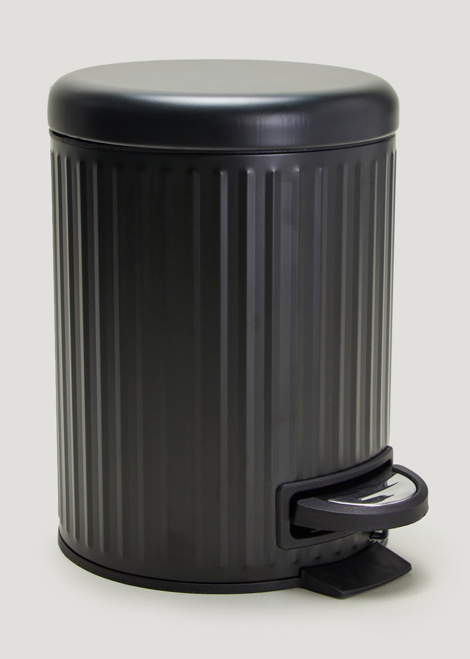 Black Ridged Pedal Bin (26cm x 17cm)