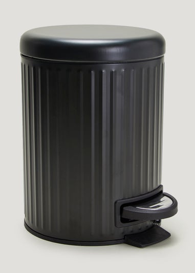 Black Ridged Pedal Bin (26cm x 17cm)