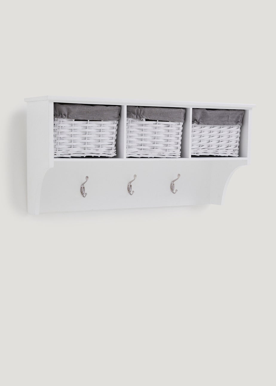 White Wall Hanging Storage Unit (75cm x 25cm x 38cm)