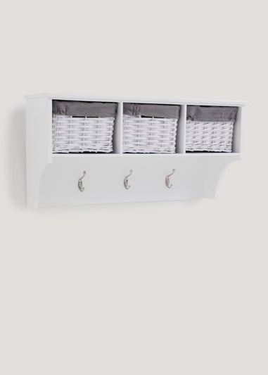 White Wall Hanging Storage Unit (75cm x 25cm x 38cm)