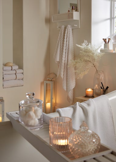 White Bamboo Bath Tray (70cm x 18cm x 35cm)