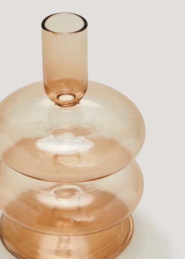 Amber Glass Candle Holder (10cm x 10cm x 14cm)