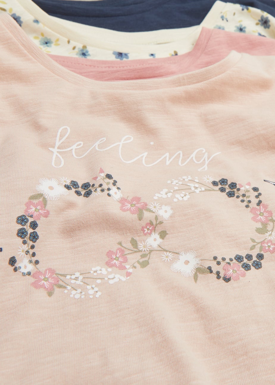 Girls 4 Pack Plain & Print Long Sleeve Tops (4-13yrs)