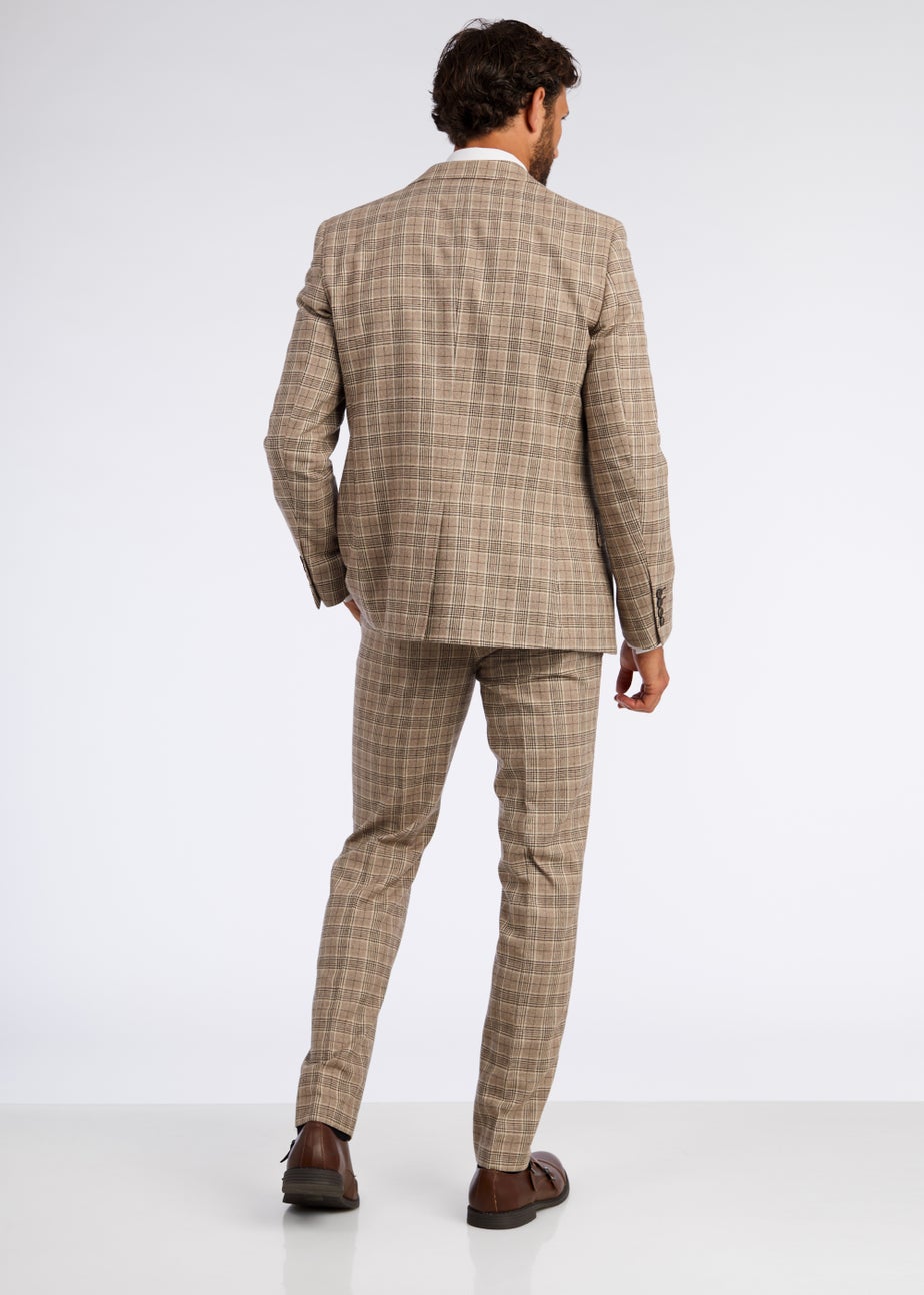 Broken Stitch Hugo Brown Check Slim Fit Suit Jacket