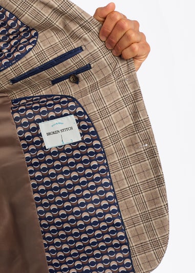 Broken Stitch Hugo Brown Check Slim Fit Suit Jacket