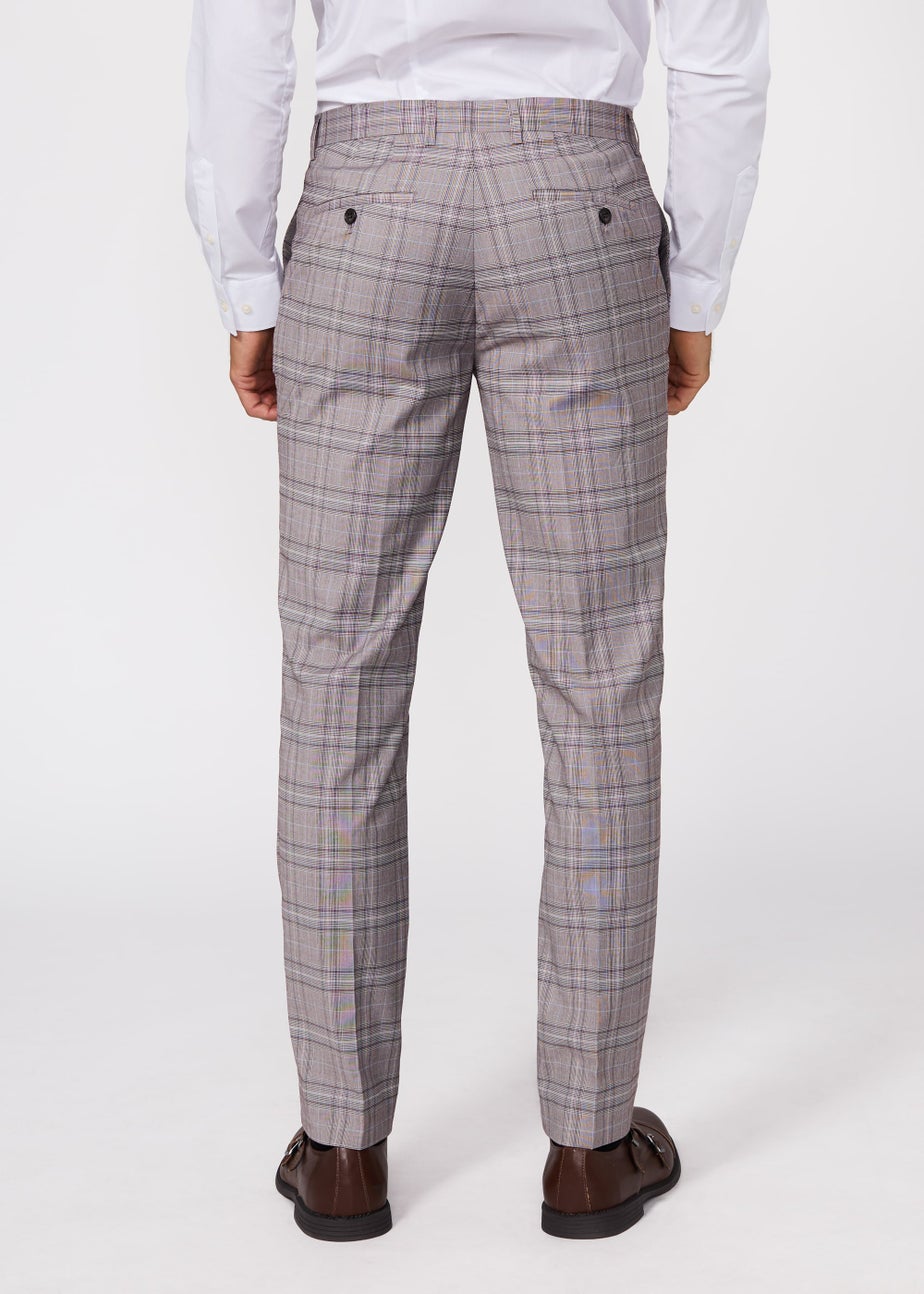 Broken Stitch Grey James Check Slim Fit Suit Trousers
