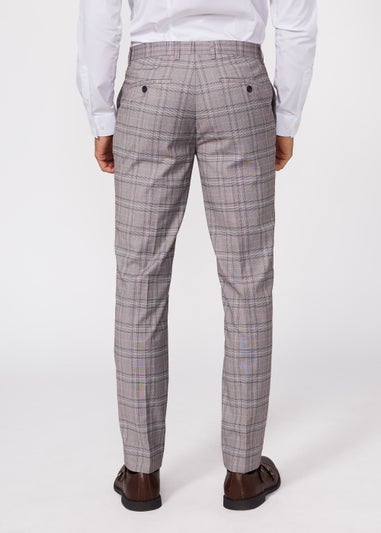 Broken Stitch Grey James Check Slim Fit Suit Trousers