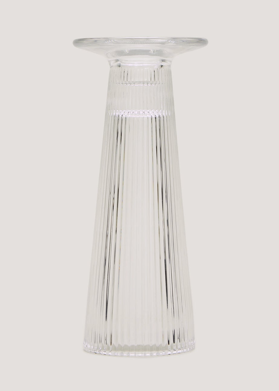 Ribbed Glass Candle Holder (16cm)