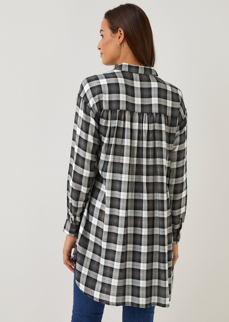 Grey Check Longline Shirt