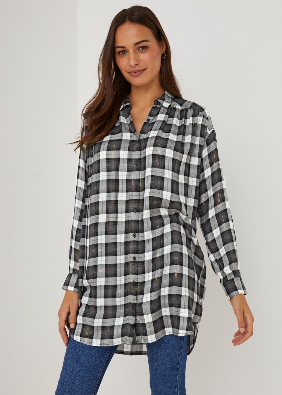 Grey Check Longline Shirt