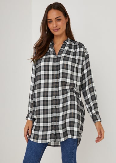 Grey Check Longline Shirt