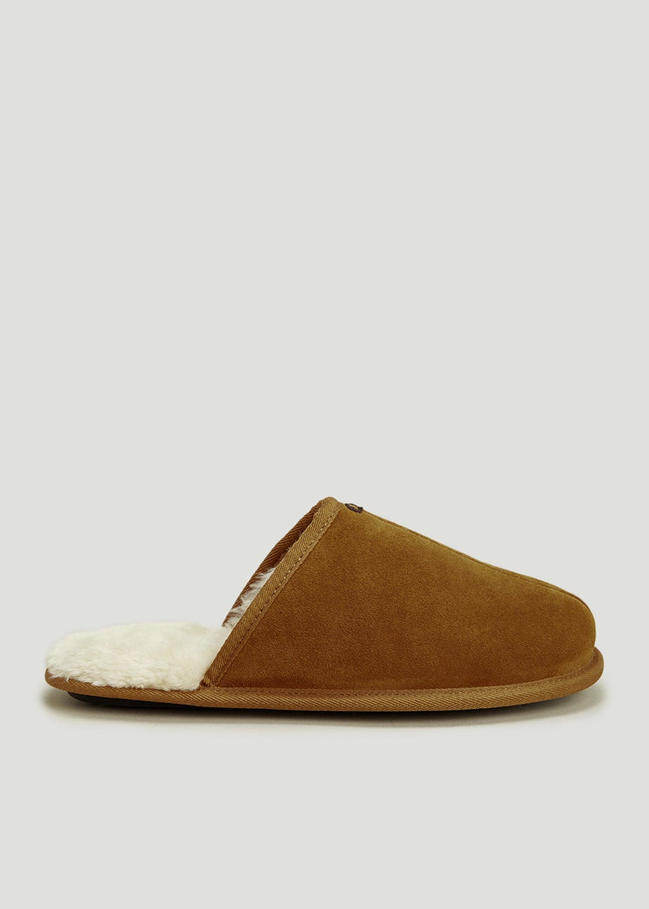 Tan Suede Mule Slippers