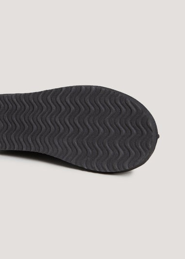 Black Suede Chunky Mule Slippers