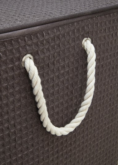 Grey Waffle Narrow Laundry Box (40cm x 21cm x 60cm)