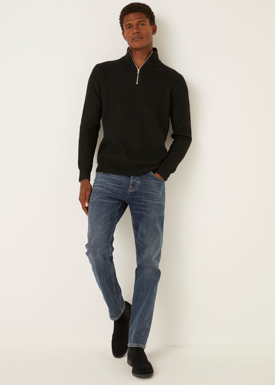 Black Midweight 1/4 Zip Jumper