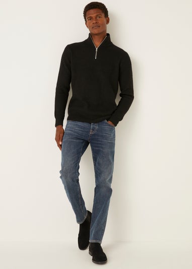 Black Midweight 1/4 Zip Jumper