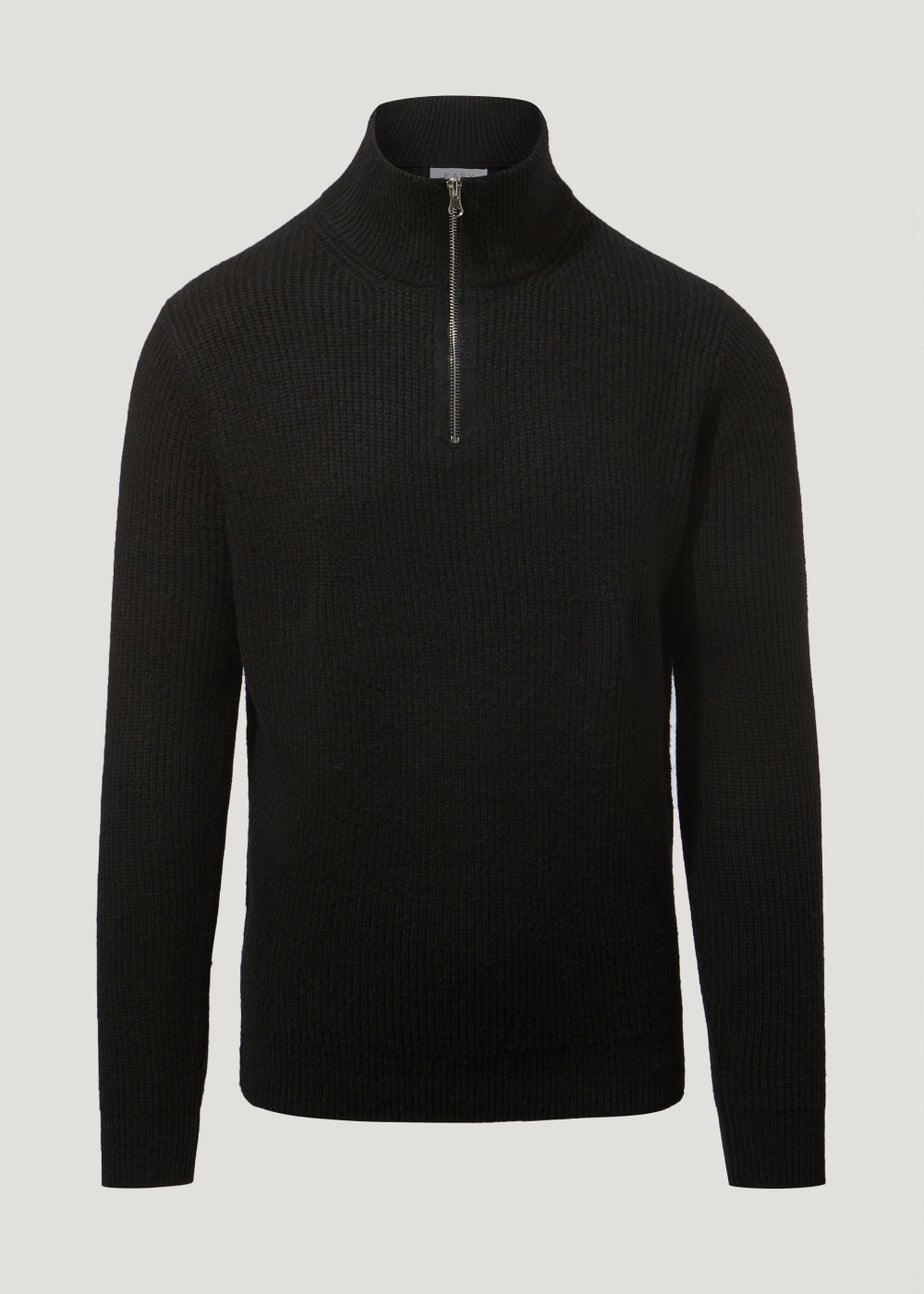 Black Midweight 1/4 Zip Jumper