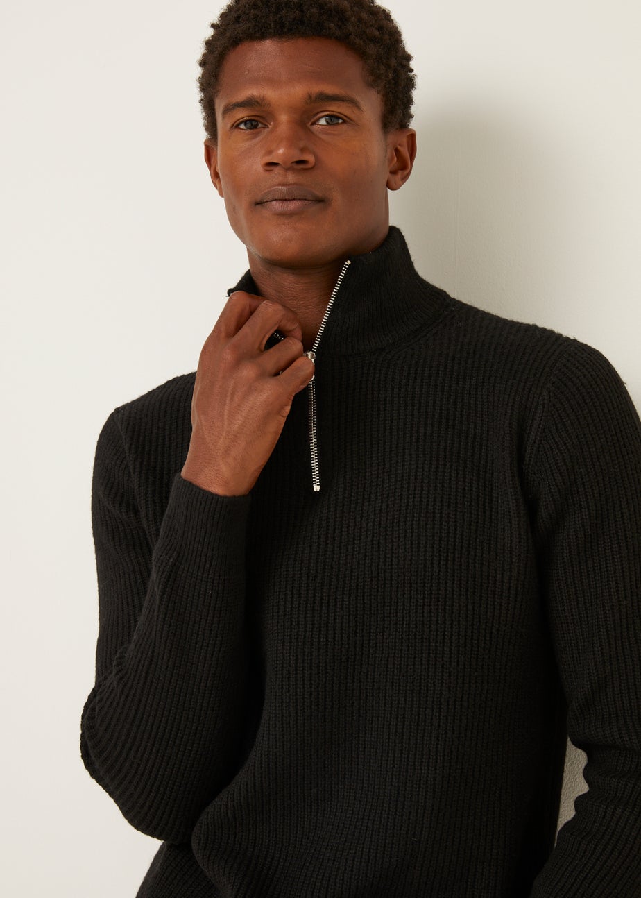 Black Midweight 1/4 Zip Jumper