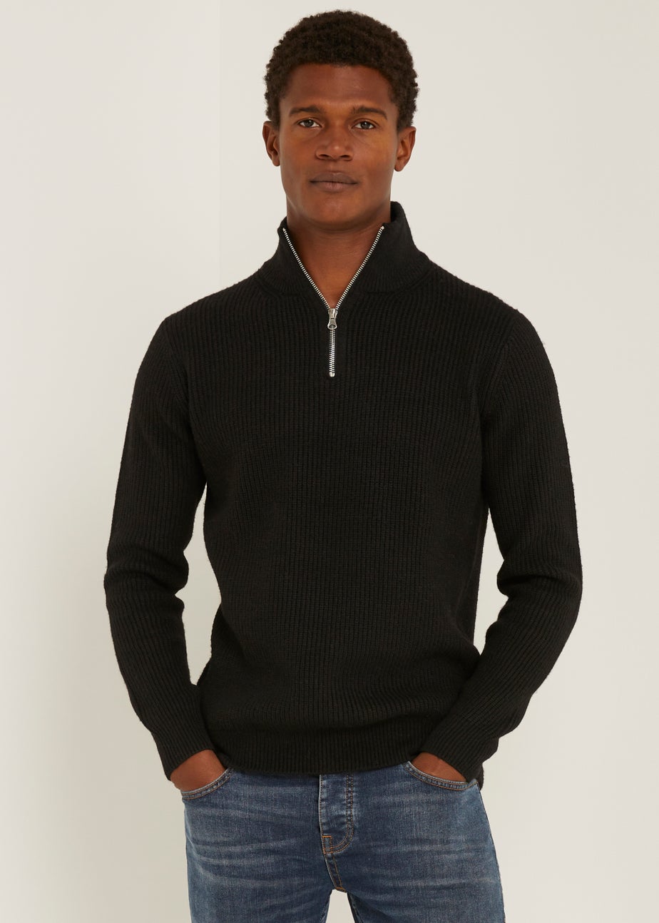 Black Midweight 1/4 Zip Jumper