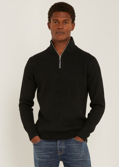 Black Midweight 1/4 Zip Jumper