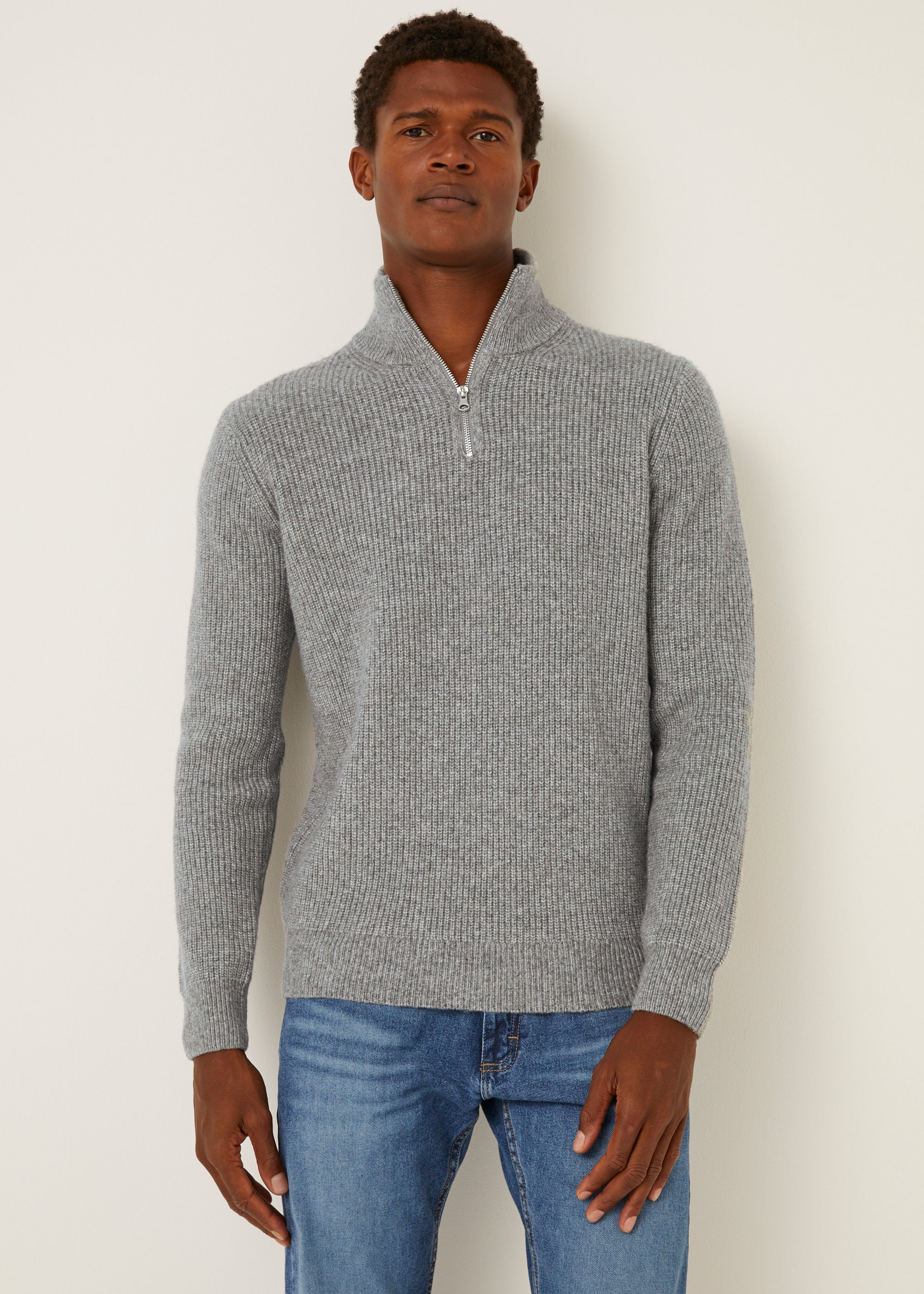 Grey Midweight 1/4 Zip Jumper - Matalan