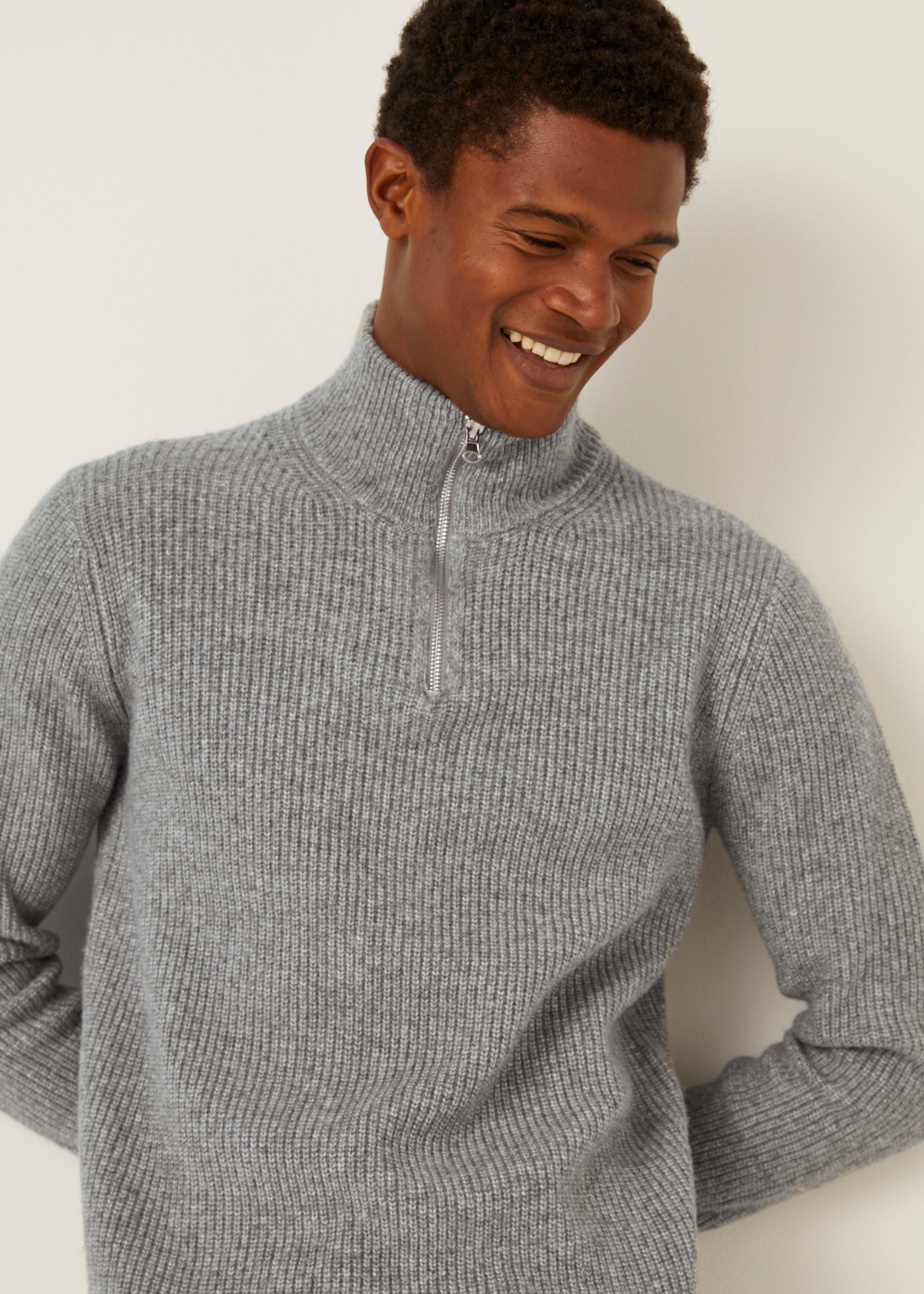 Grey Midweight 1/4 Zip Jumper - Matalan