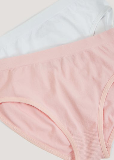 2 Pack Girls Coral & White Seam Free Knickers (6-13yrs)